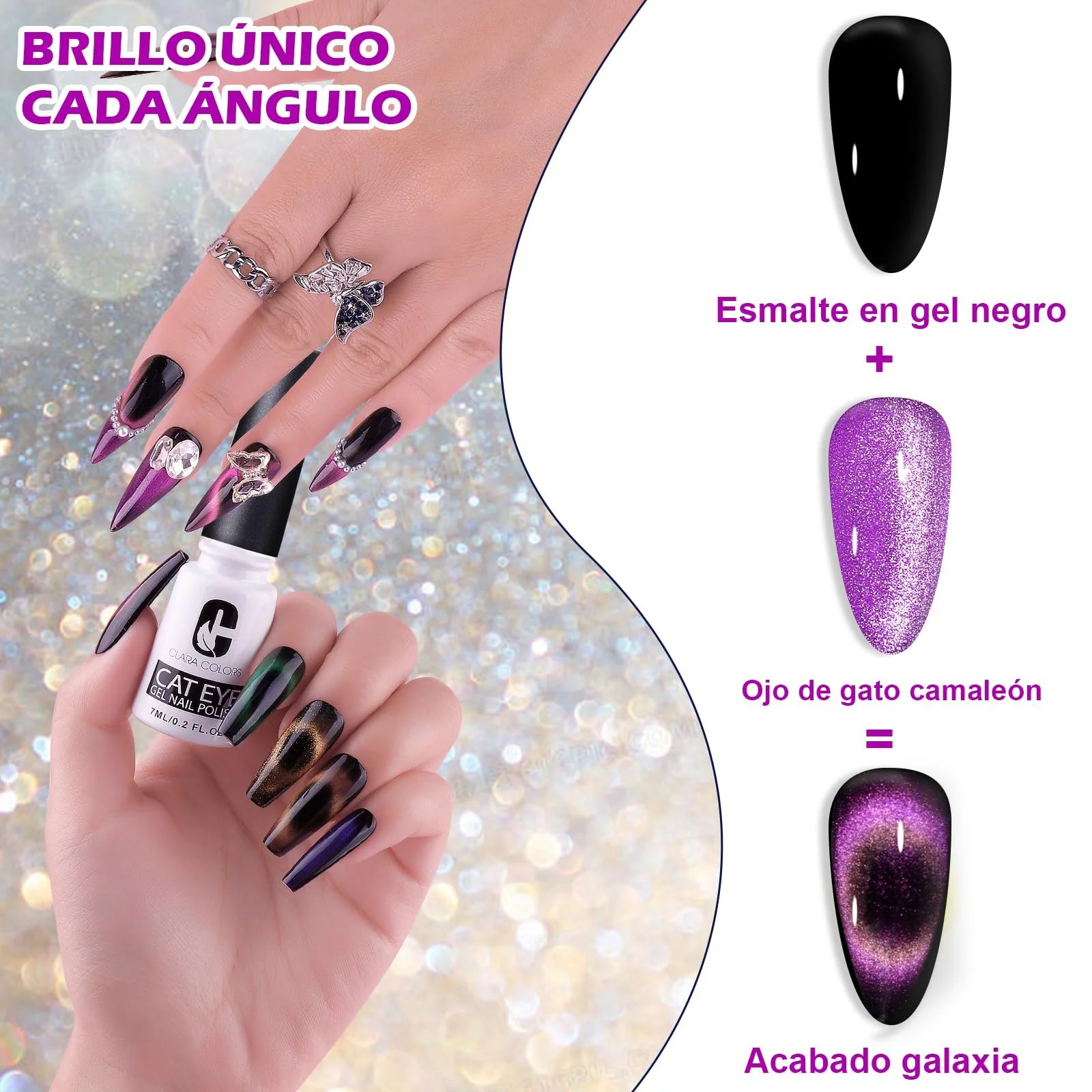 Гель-лак Clara Colors, набір, 21 колір, хамелеон, 9D котяче око, фото №5