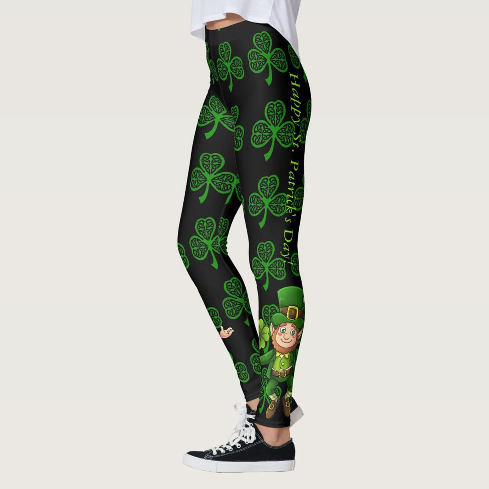 Легінси St Patrick's Day Paddystripes Lucky Для жінок, принт Shamrock, Для йоги, компресійні спортивні ірландські колготки Shamrock, безшовні, фото №4