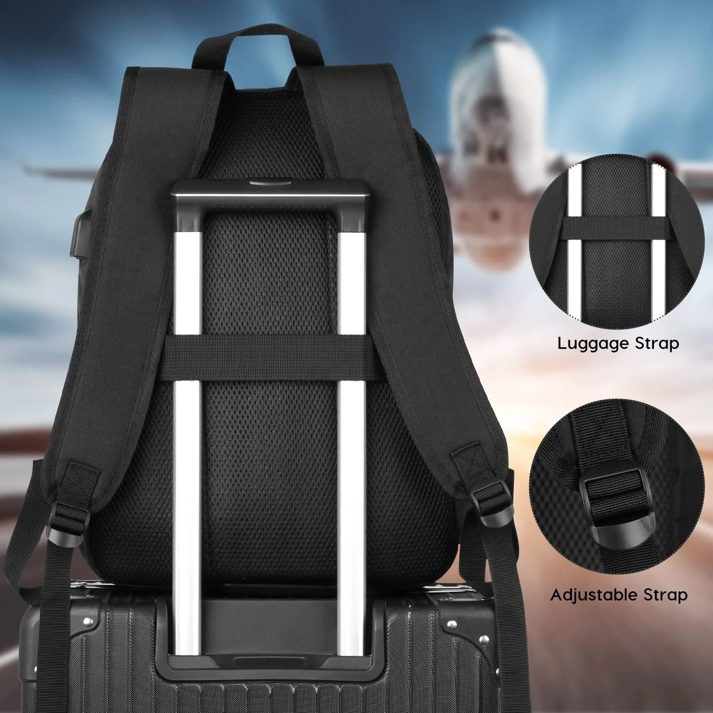 Рюкзак для ноутбука Yamtion 15.6 дюймів USB 25 л Чорний, фото №5 Рюкзак для ноутбука Yamtion 15.6 дюймів USB 25 л Чорний, фото №5