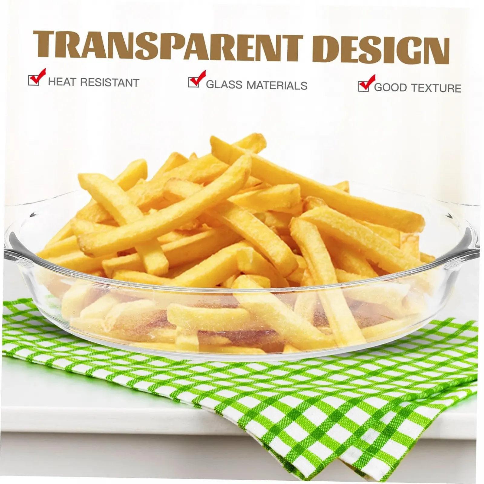 Форма для випікання Sosoport скляна з ручками жаростійка прозора Borosilicate Glass, фото №7