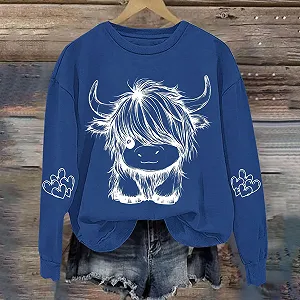 Лонгслив Komiseup Basic с круглым вырезом, с принтом животных, спортивный, без капюшона, повседневный, с коровьим принтом, для подростков M synthetic.ua - Фото 1