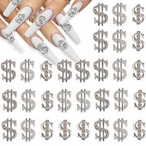 Украшения для ногтей RUNRAYAY, 30 шт, сплав, доллары, 3D, с драгоценными камнями и стразами, роскошный дизайн, кристаллы - Фото 1