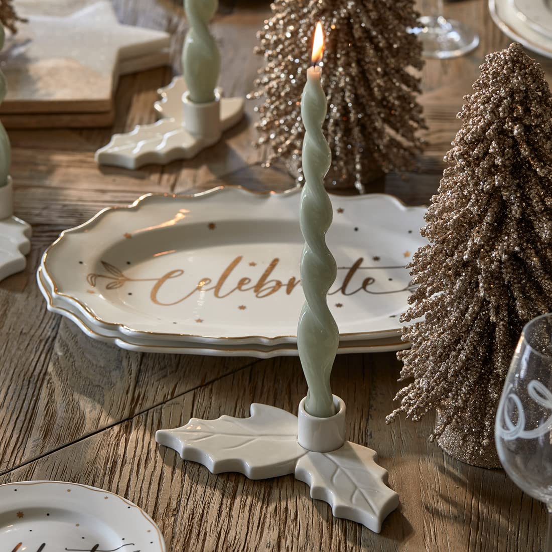 Свеча Riviera Maison Twisted Dinner Candles Парафин Зеленый, фото №4