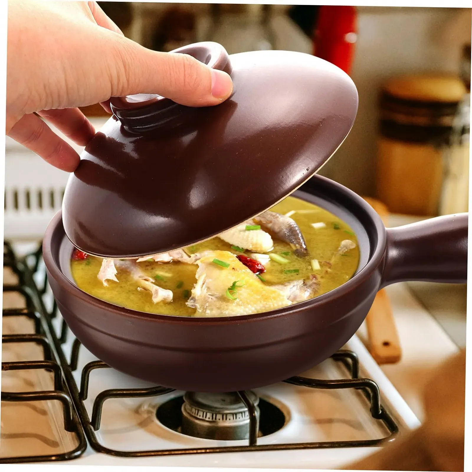 Суповая кастрюля керамическая С ручками Термостойкая Энергосберегающая, фото №6