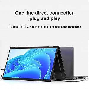 Двойной дисплей Laptop 15.6 дюймов 1080P FHD IPS складной портативный с подставкой 360° Flip USB C synthetic.ua - Фото 1