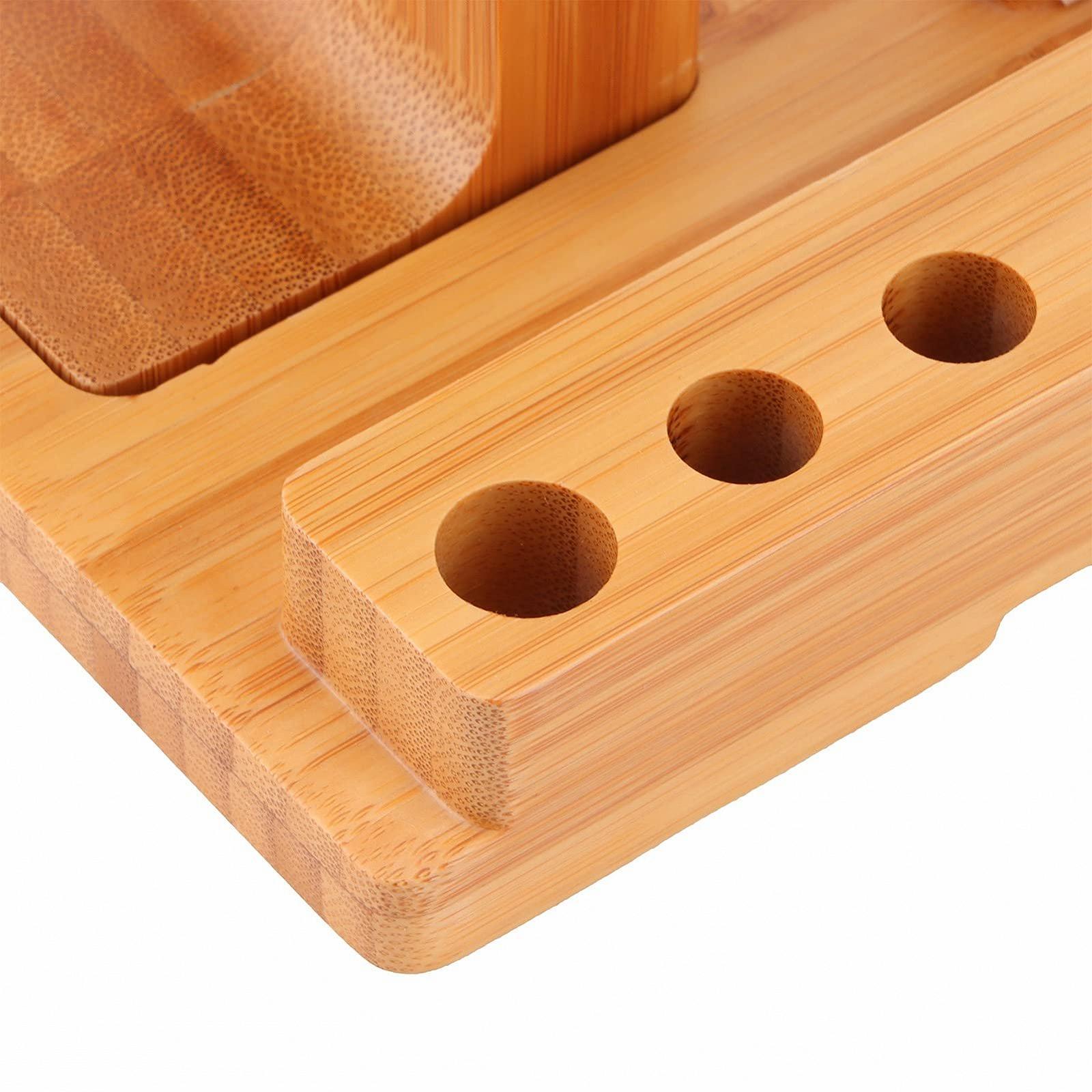 Настольный держатель для телефона для ноутбука, деревянная подставка, компактный дизайн, экономия места, фото №6