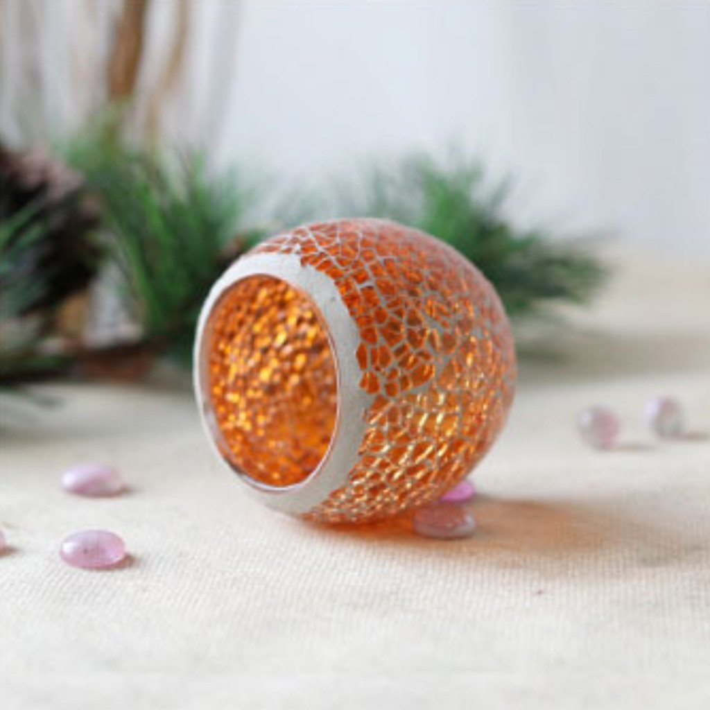 Подсвечник joyMerit Mosaic Glass Tea Light Holder Оранжевый, фото №4