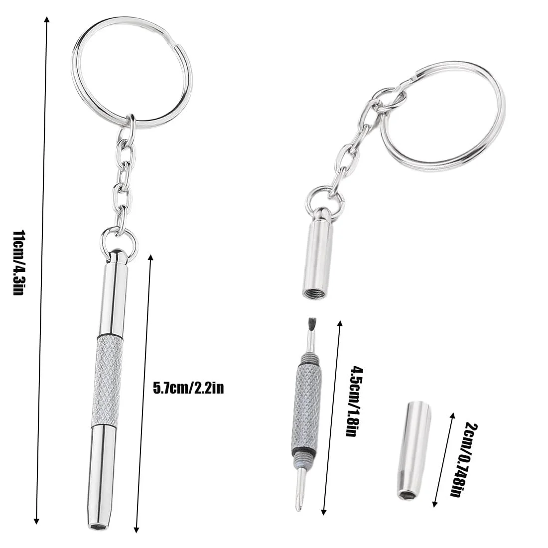 Набір BHIPKOT 2 Мінімальні окулярні викрутки Набір для ремонту окулярів 3 в 1 Нержавіюча сталь Кільце для ключів Точна маленька викрутка, фото №2