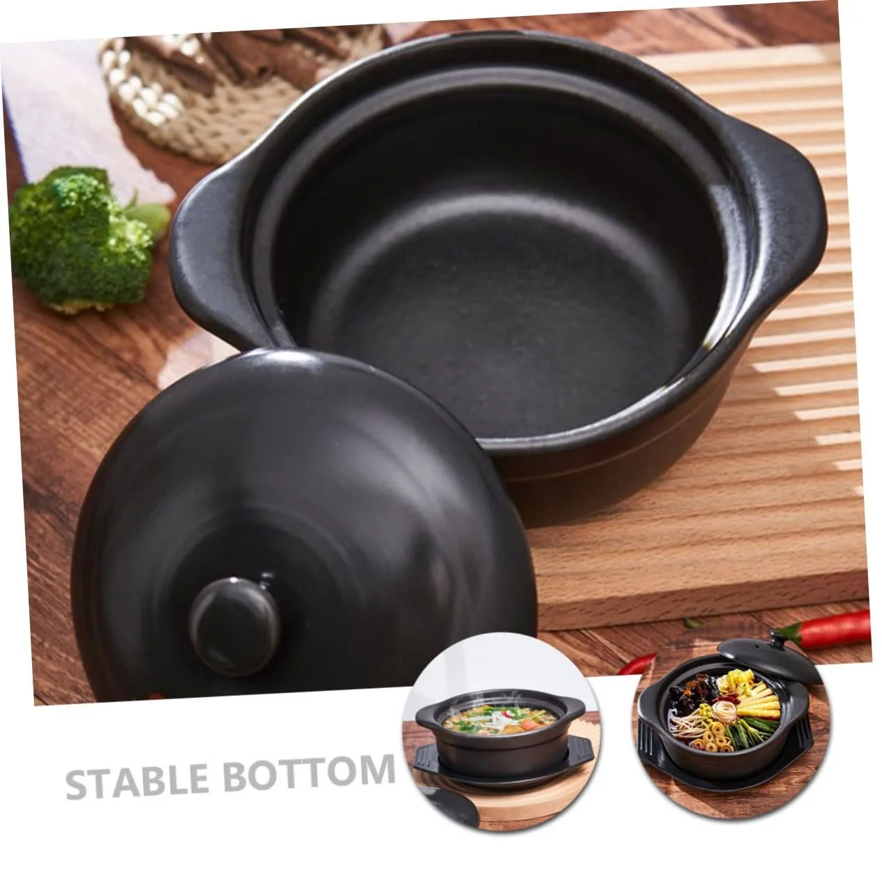 Кастрюля керамическая Multifunctional Casserole с крышкой и подставкой, двойные ручки, антипригарное покрытие, фото №8 Кастрюля керамическая Multifunctional Casserole с крышкой и подставкой, двойные ручки, антипригарное покрытие, фото №8