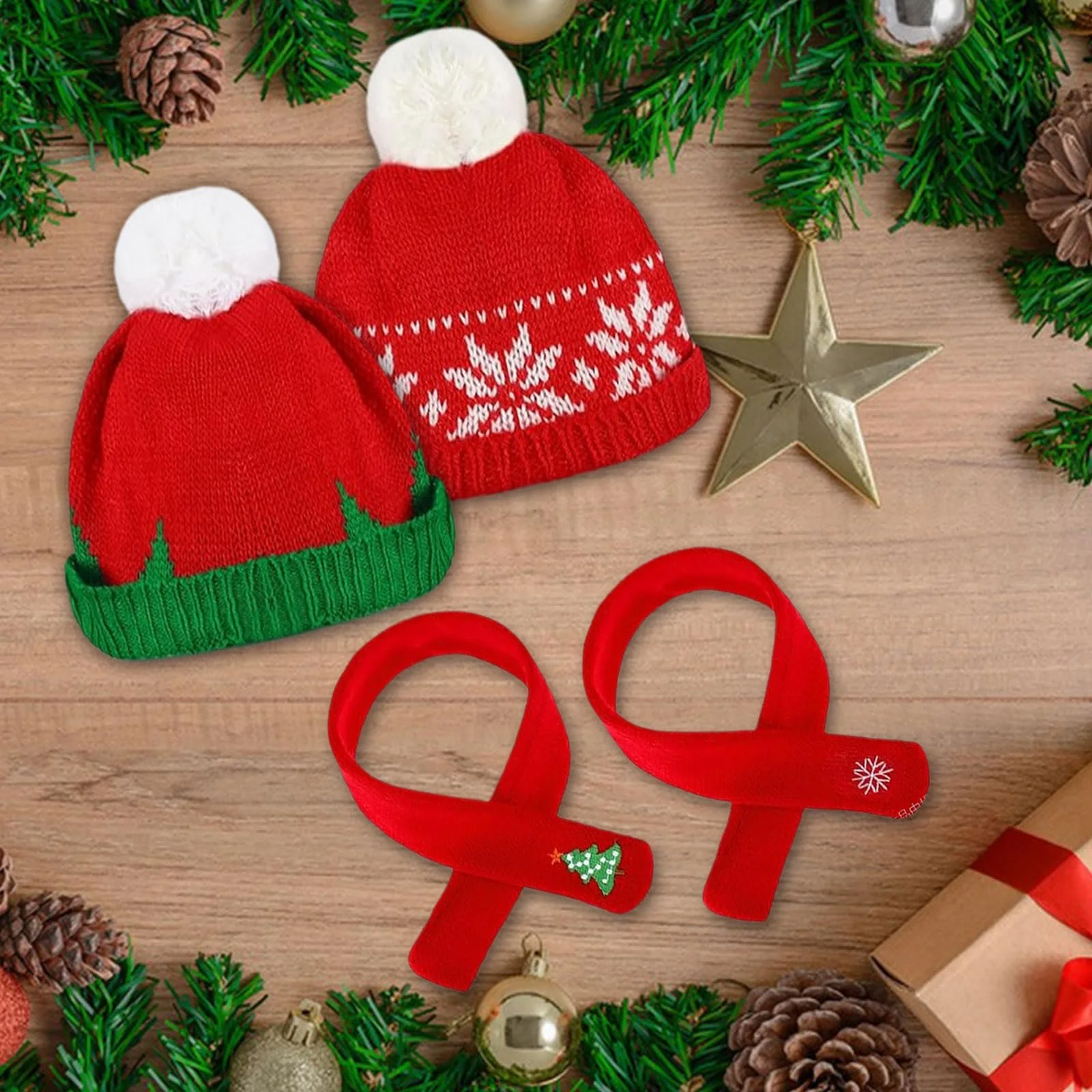 Набір лялькового одягу A Різдвяні шапочки та шарфи для ляльок 4 шт., фото №8 Набір лялькового одягу A Різдвяні шапочки та шарфи для ляльок 4 шт., фото №8