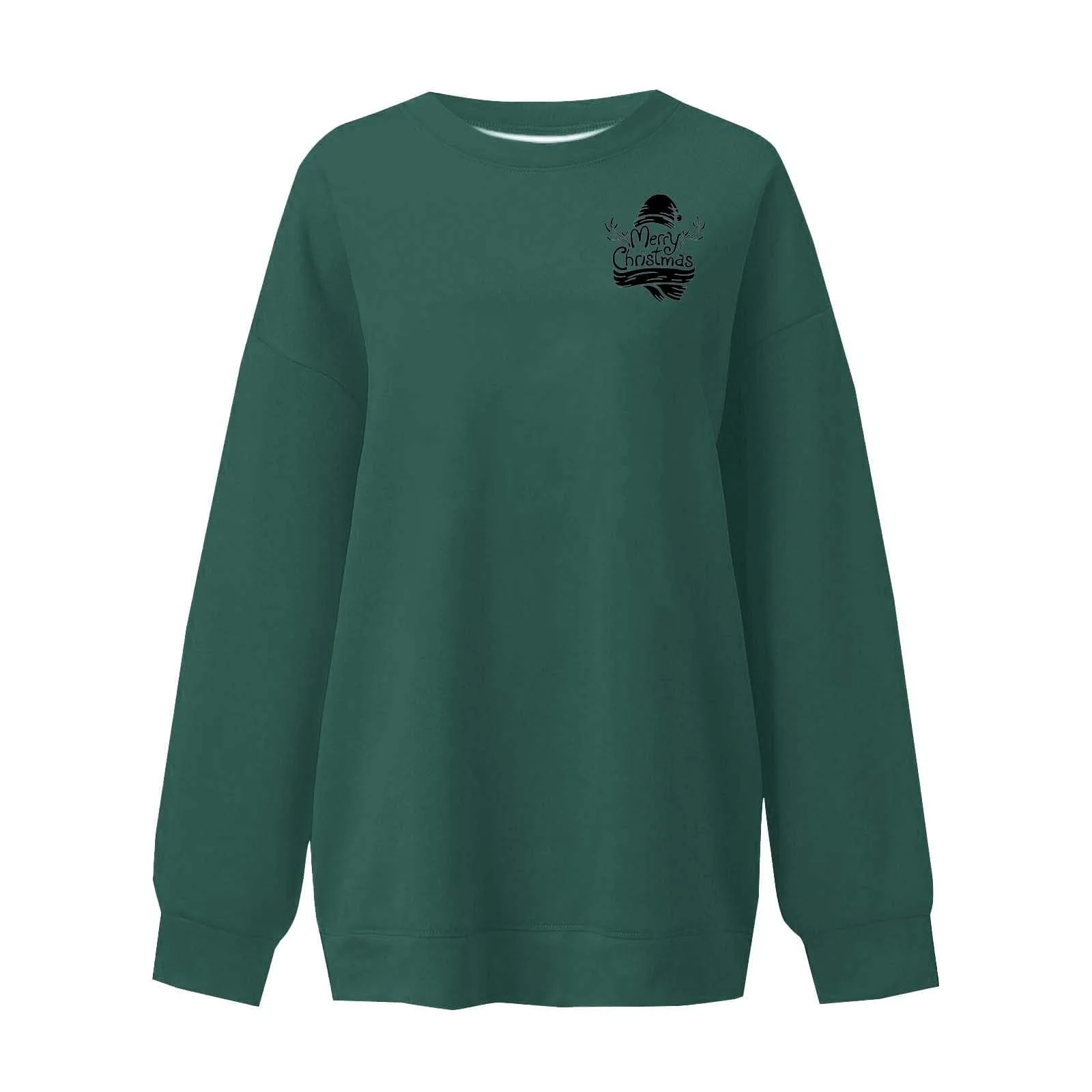 Женский свитшот Xmas 2024 Мягкий зимний свитер Модный повседневный принт Круглый вырез Длинный рукав Топ Свитшот, фото №1