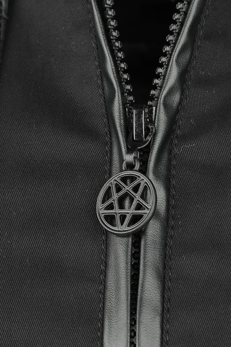 Переходная Куртка Gothicana by EMP Короткая Черная с Искусственными Кожаными Деталями, фото №5