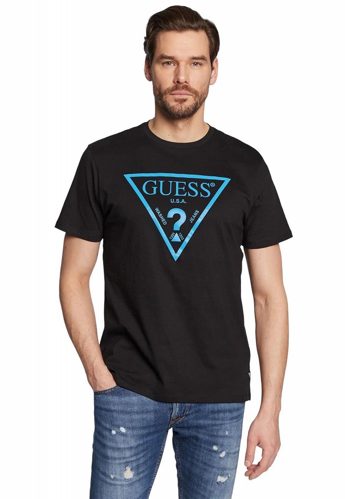 Мужская футболка GUESS - Reflective Logo Tee - Черный - L, фото №1