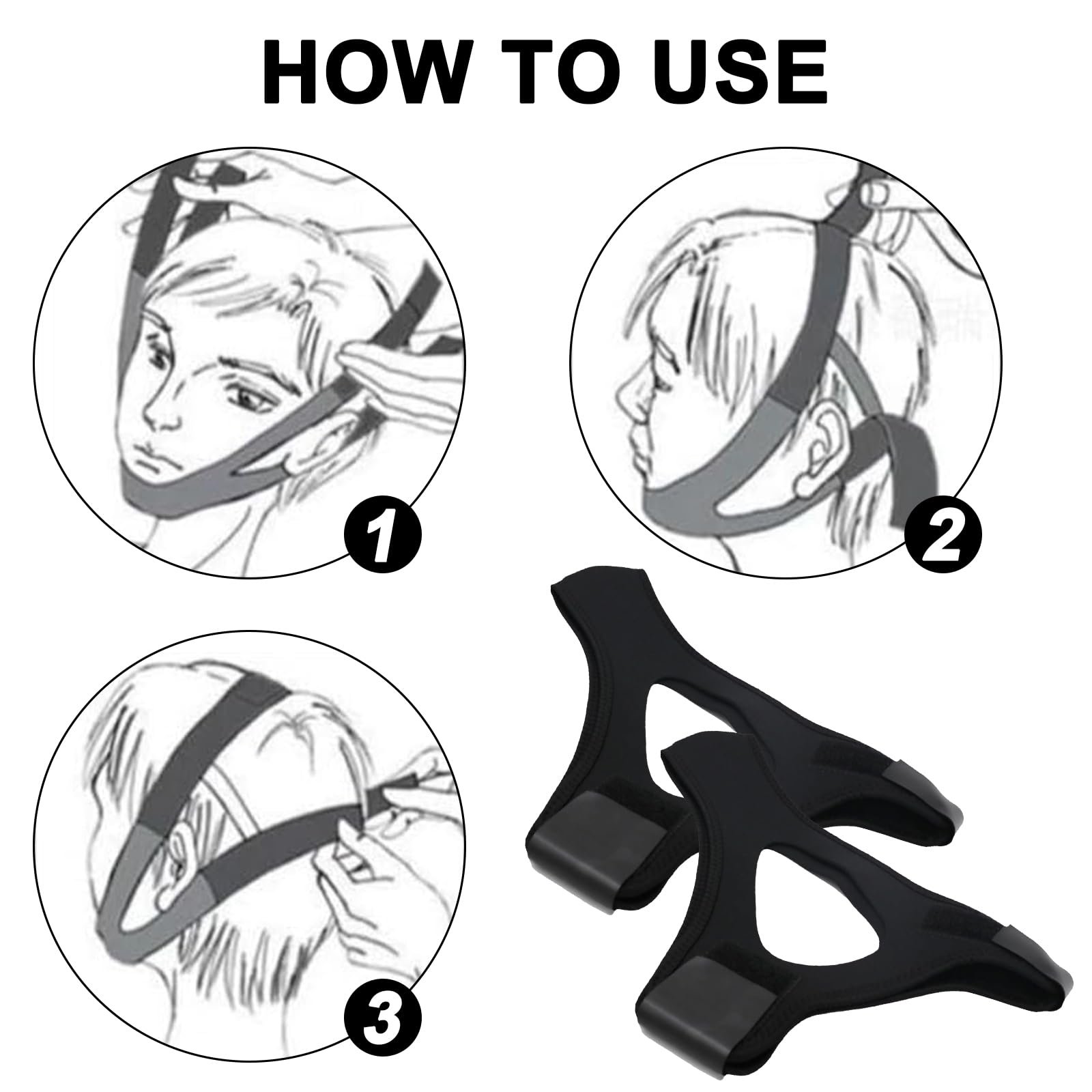 Ремінець Veralabs для підтримки щелепи, 2 шт., дихаючий, проти хропіння, регульований, фото №5