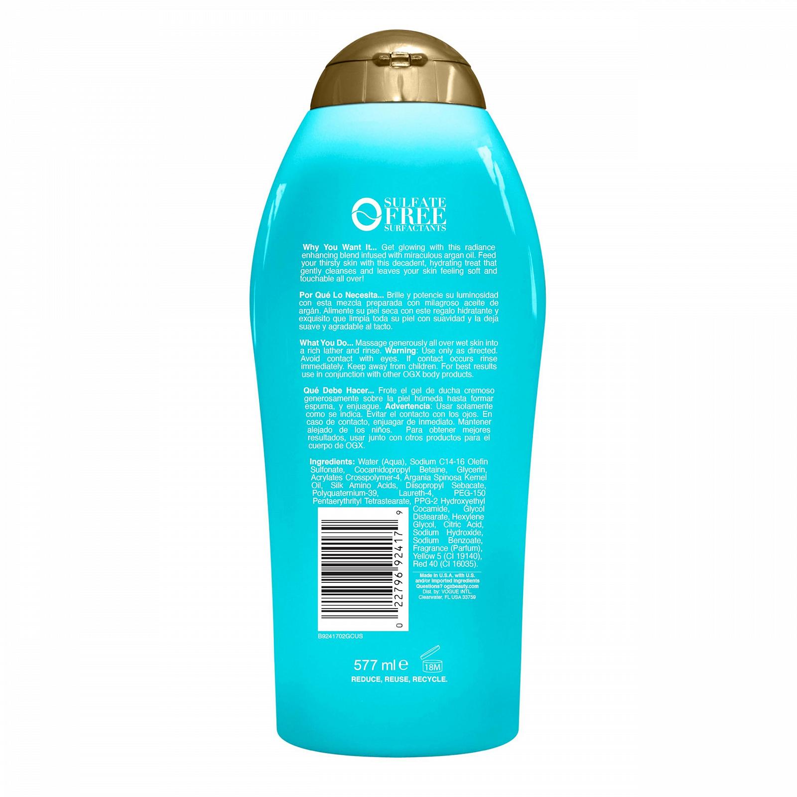 Гель для душу OGX Radiant Glow + Argan Oil Morocco екстразволожувальний 19.5 унцій, фото №7