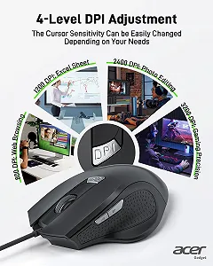 Миша Acer дротова 3200 DPI, 6 кнопок synthetic.ua - Фото 1