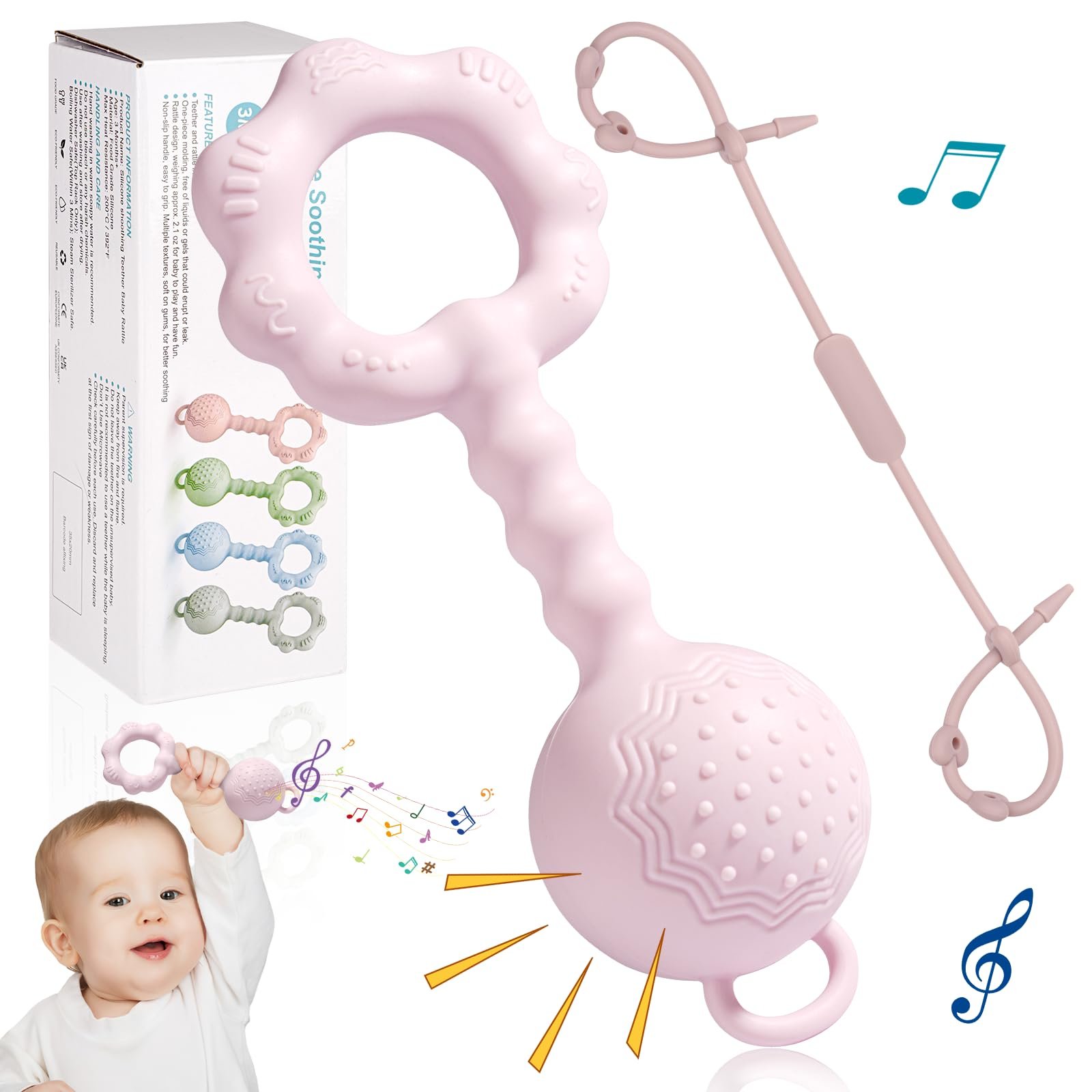 Брязкальце Tikplus Montessori Кільце-прорізувач для немовлят 0-6 місяців, Силіконова іграшка для захоплення, Рожевий, фото №1 Брязкальце Tikplus Montessori Кільце-прорізувач для немовлят 0-6 місяців, Силіконова іграшка для захоплення, Рожевий, фото №1