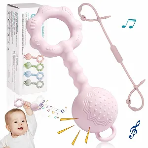Брязкальце Tikplus Montessori Кільце-прорізувач для немовлят 0-6 місяців, Силіконова іграшка для захоплення, Рожевий - Фото 1