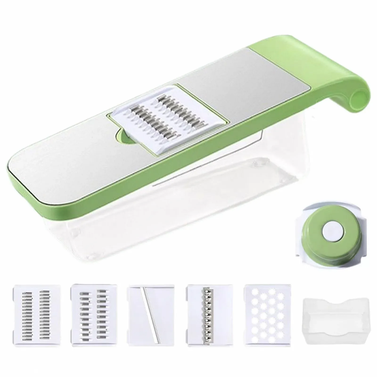 Овочерізка з контейнером і 5 лезами для картоплі, моркви, цукіні, картоплі, фото №1