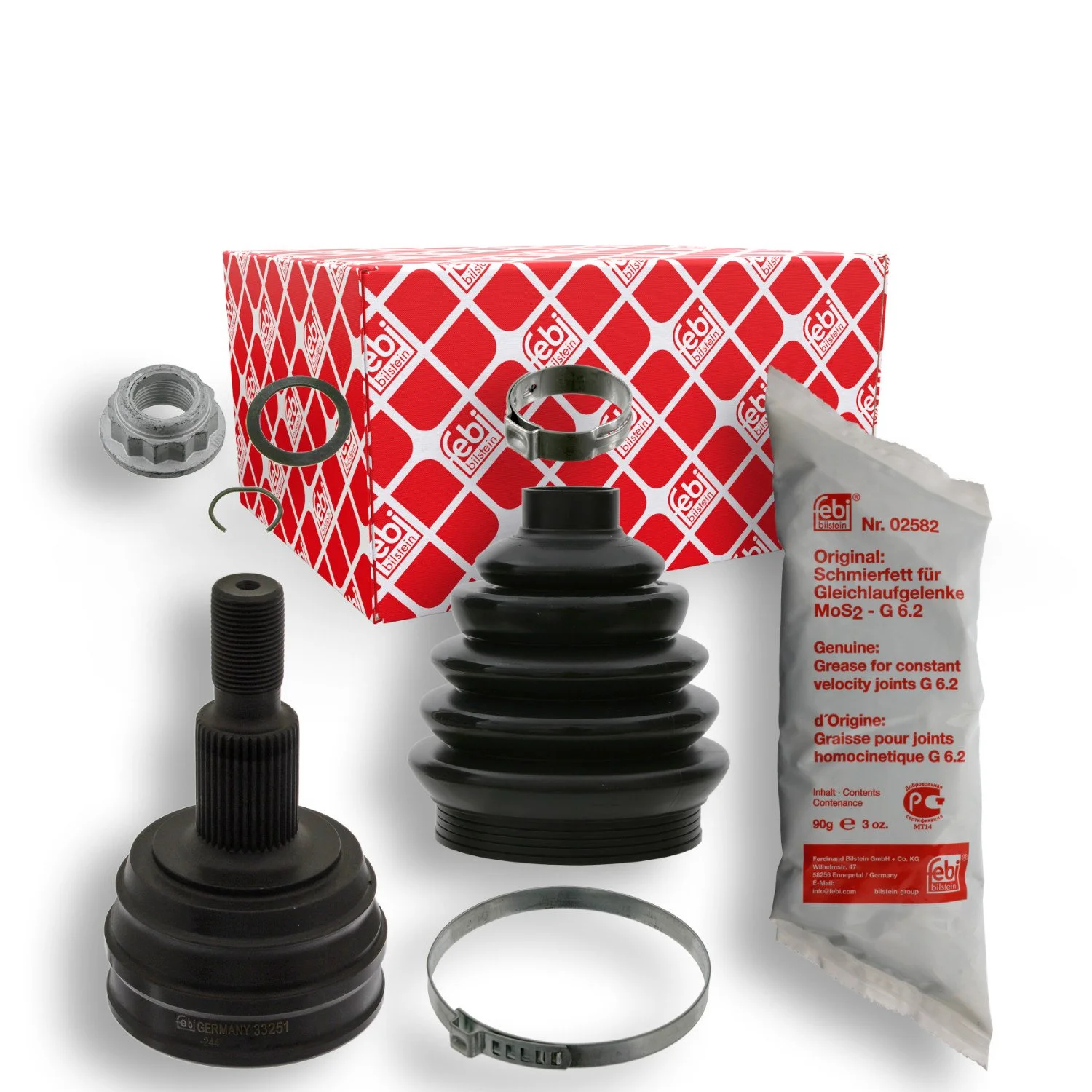 Комплект шарнира вала привода FEBI BILSTEIN 33252 со стороны колеса для AUDI SEAT SKODA VW, фото №1