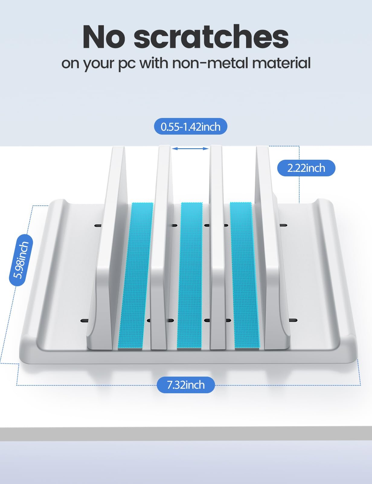 Подставка для ноутбука Vaydeer вертикальная с 3 слотами ABS-пластик белая, фото №4
