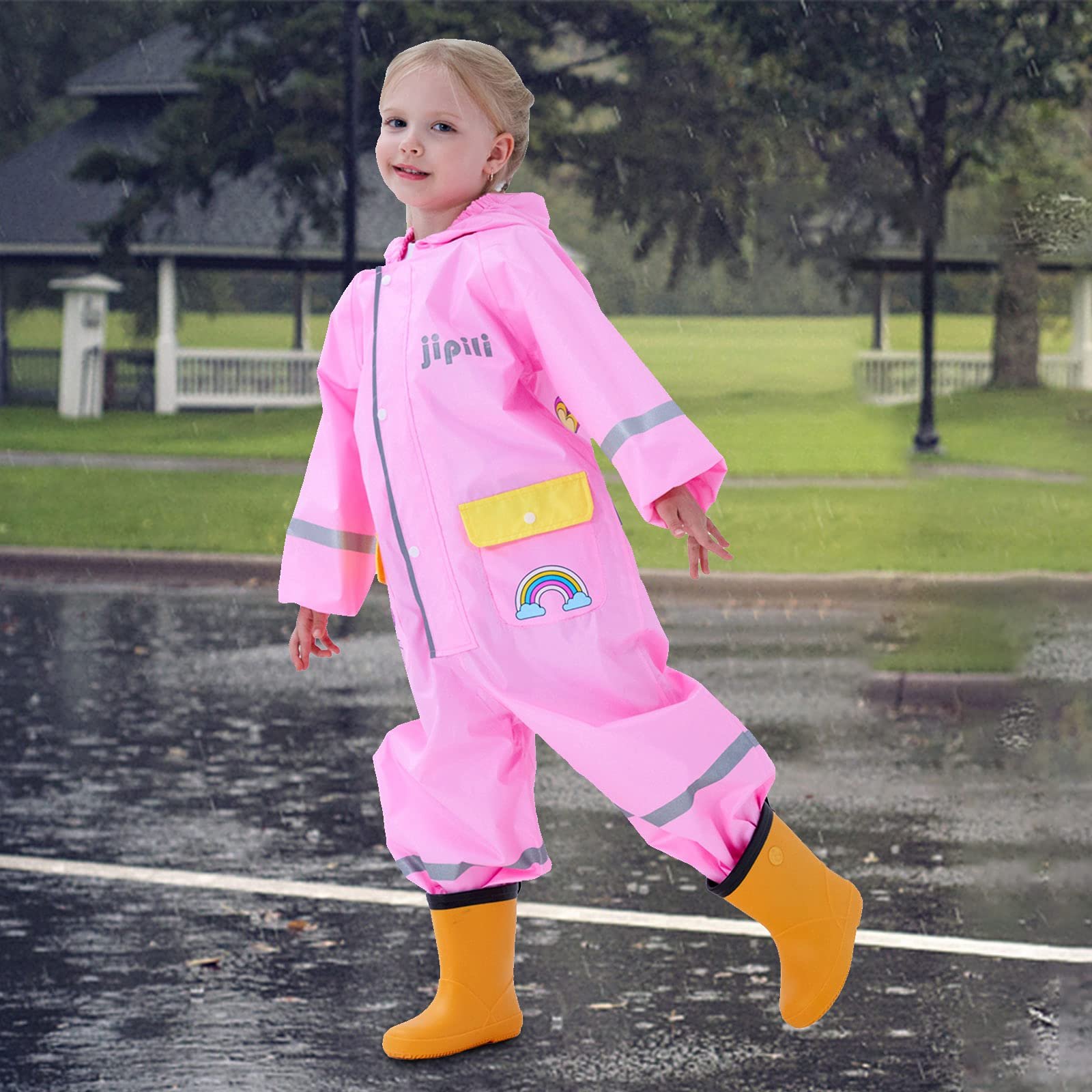 Комбинезон Domueay для детей, водонепроницаемый, цельный дождевой костюм, для мальчиков и девочек, быстросохнущий, дождевик с капюшоном, дышащий, легкий, дождевая одежда, грязевой костюм, фото №4 Комбинезон Domueay для детей, водонепроницаемый, цельный дождевой костюм, для мальчиков и девочек, быстросохнущий, дождевик с капюшоном, дышащий, легкий, дождевая одежда, грязевой костюм, фото №4