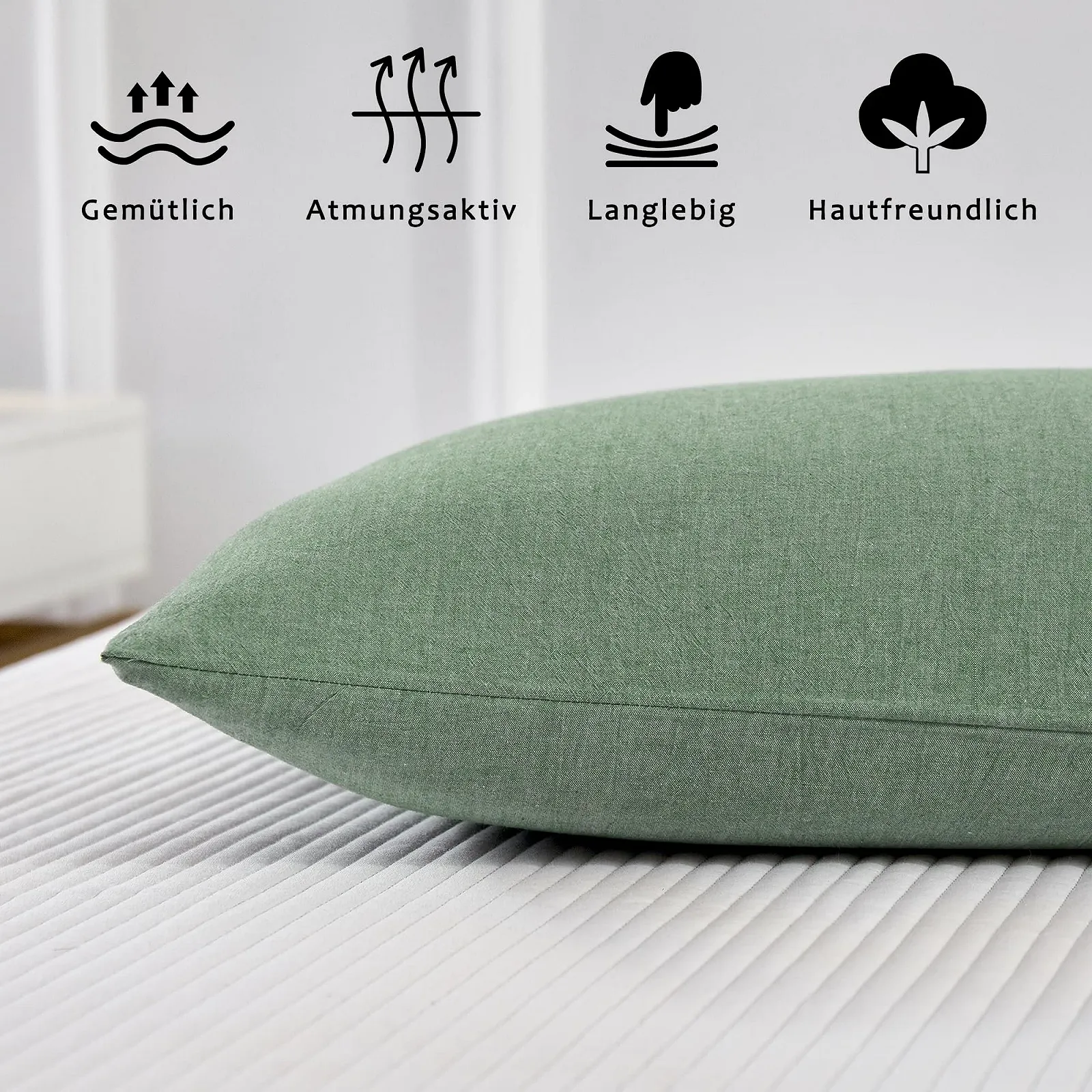 Наволочка TOCOMOA 40 x 40 см, набір з 2 штук – 100% випрана бавовна, фото №3 Наволочка TOCOMOA 40 x 40 см, набір з 2 штук – 100% випрана бавовна, фото №3