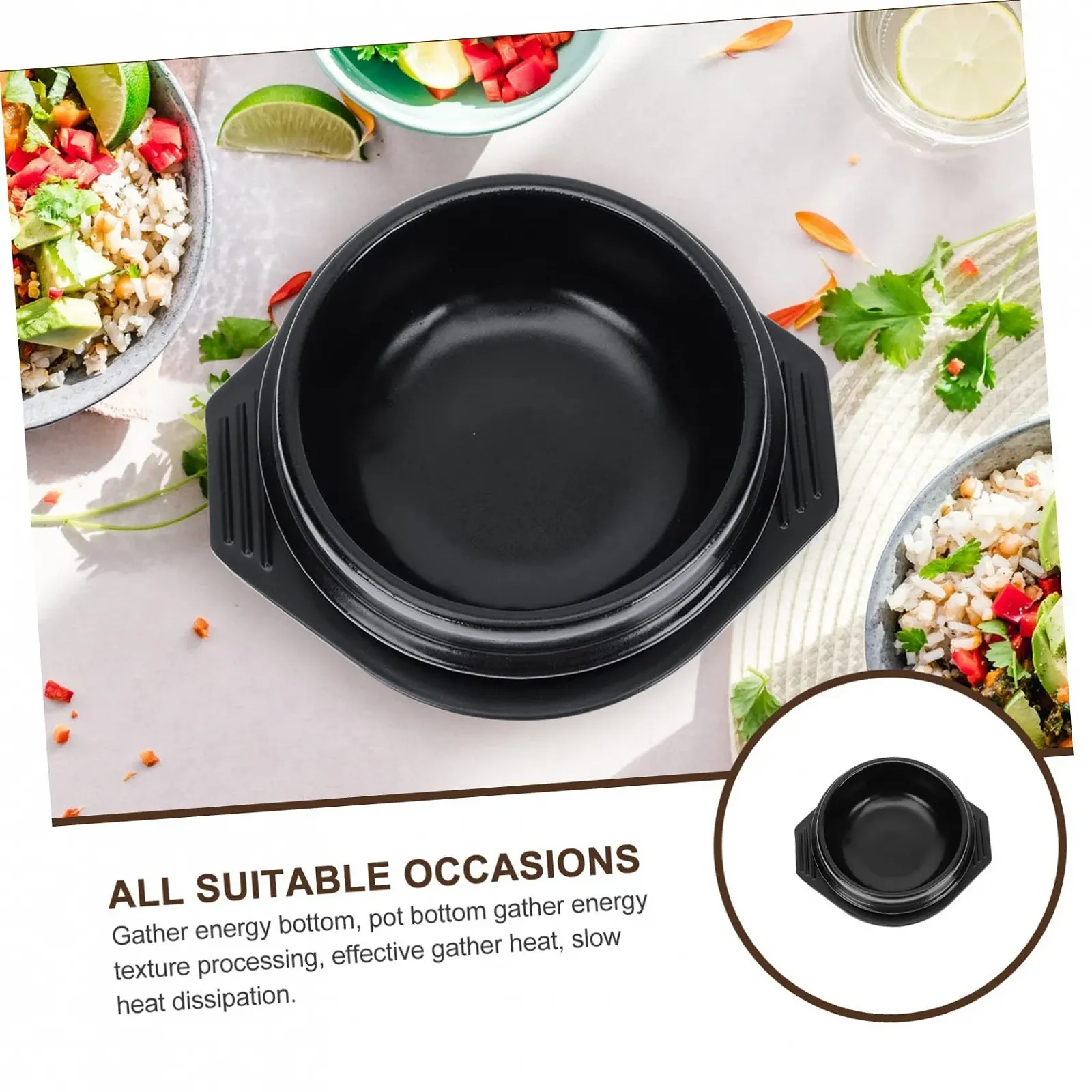 Набор кастрюль Alipis 2 шт. керамические термостойкие с подносом, фото №9