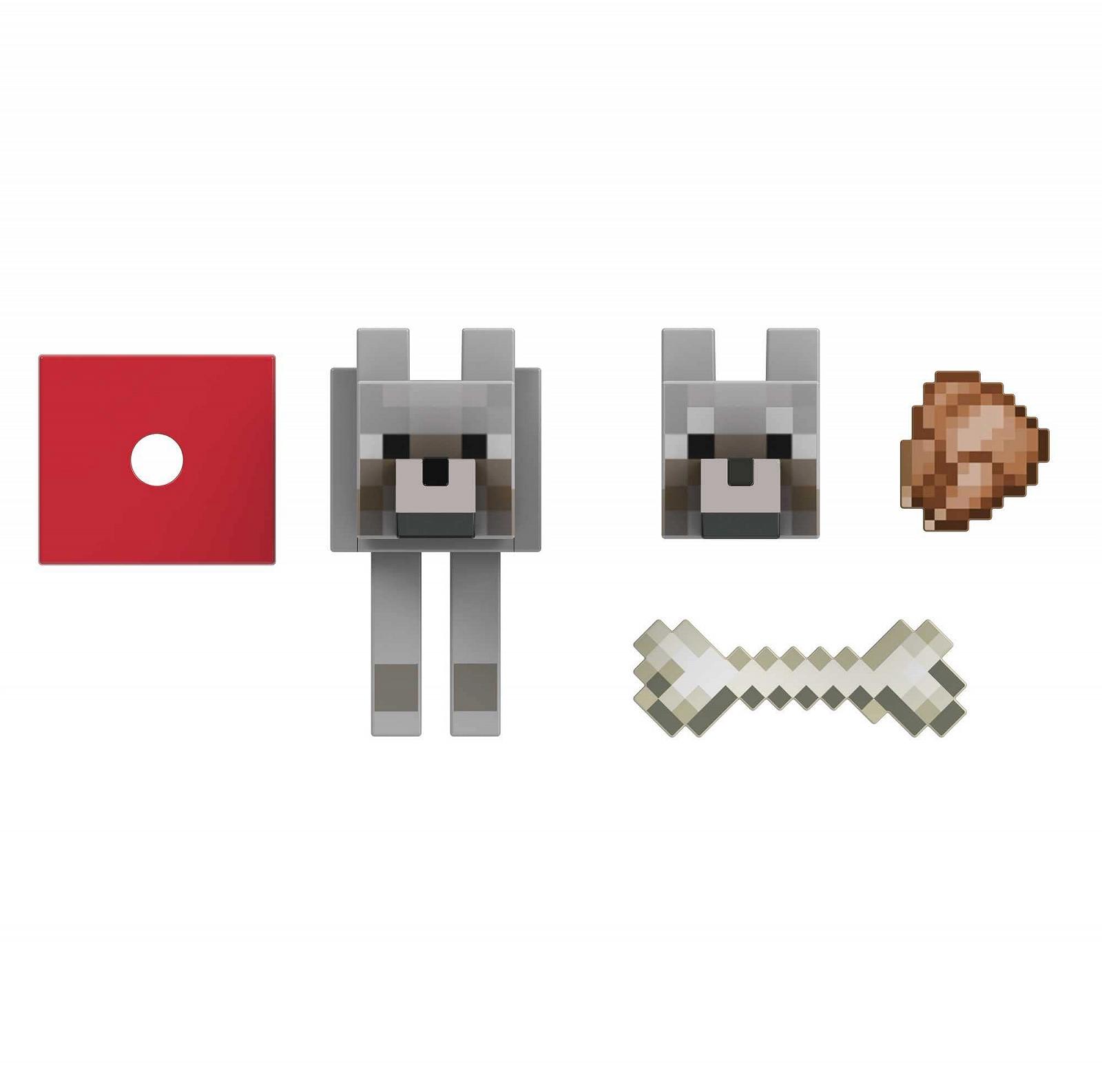 Фігурка Вовк Minecraft Diamond Collection з рухомими суглобами та аксесуарами, близько 14 см заввишки, HLN41, фото №6