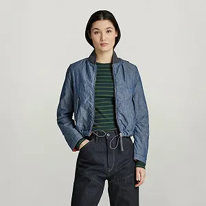 Жіноча куртка G-Star Padded Drawstring Bomber Indigo Imperial Chambray - Фото 1