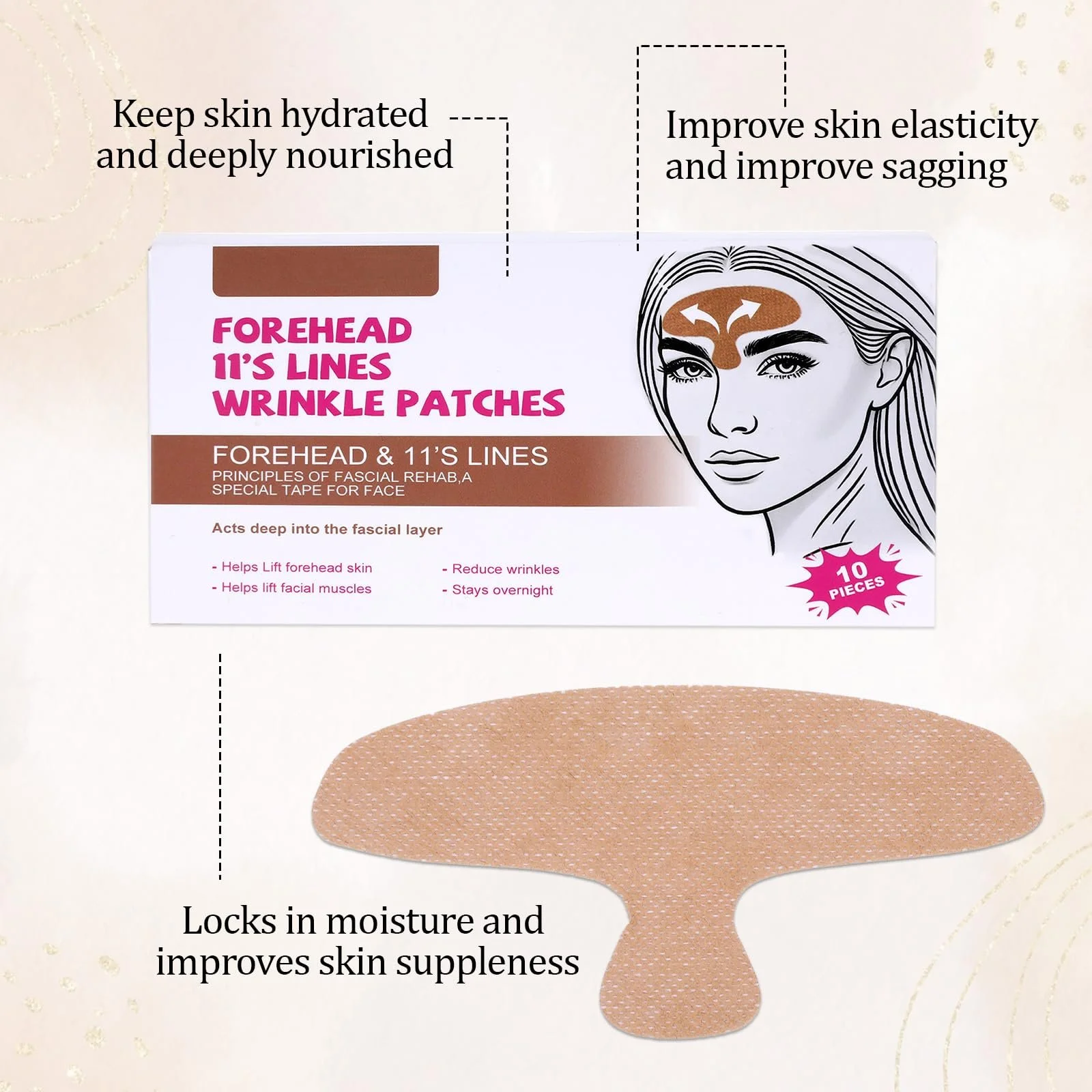Патчі для обличчя проти зморшок Маска для підтяжки обличчя, 10 шт, фото №4