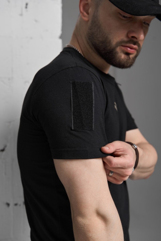 Футболка тризуб черная с липучками и змейкой, фото №5