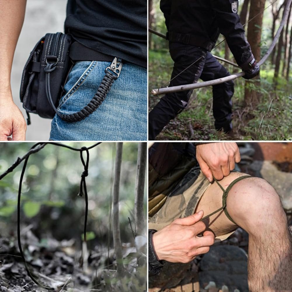 Браслет Paracord YzoTek Survival, камуфляжний, 5 в 1, компас, кресало, скребок, свисток, нейлон, фото №4