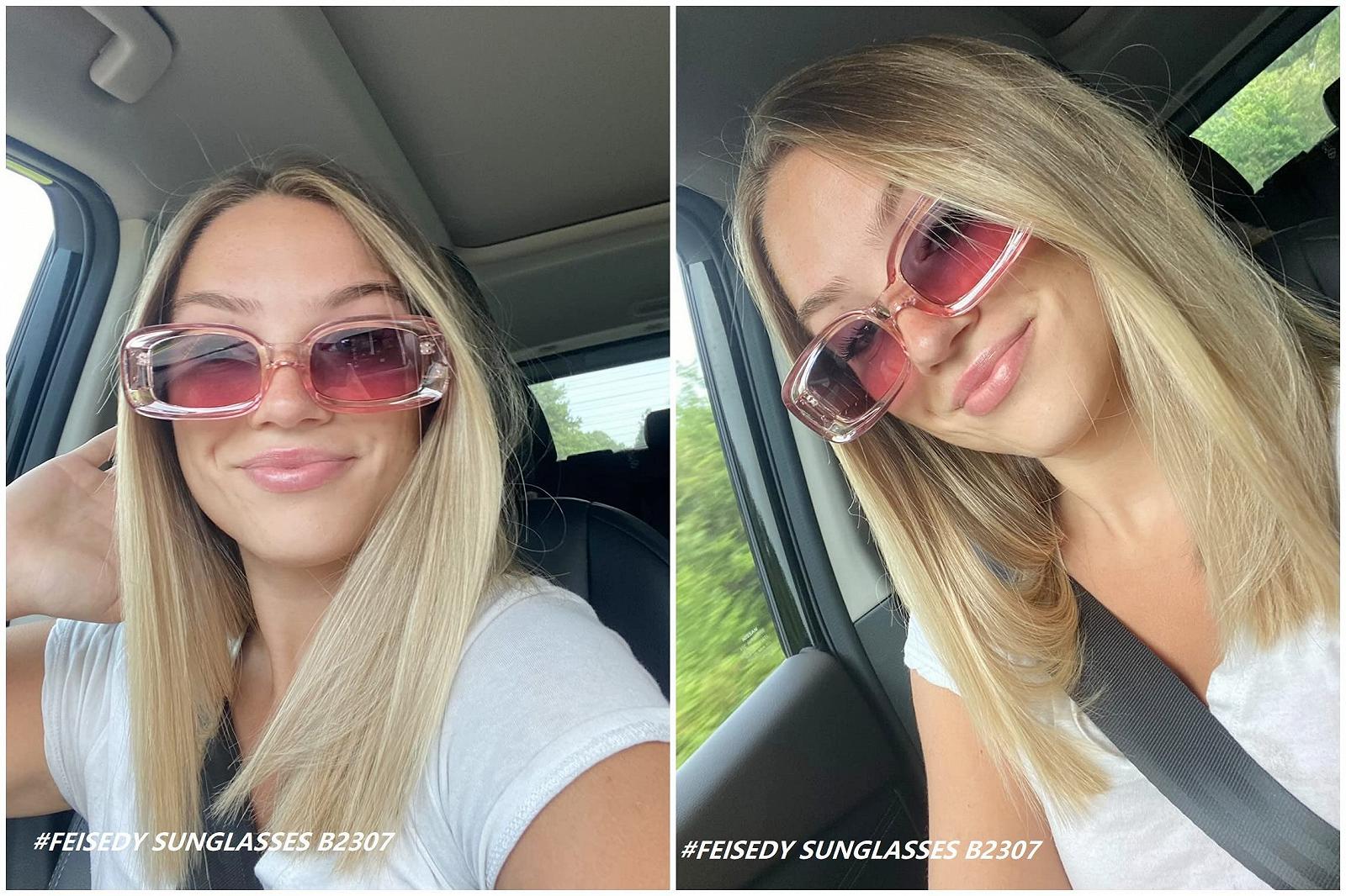 Вінтажні прямокутні сонцезахисні окуляри FEISEDY Жіночі Ретро 90-х B2307, фото №3