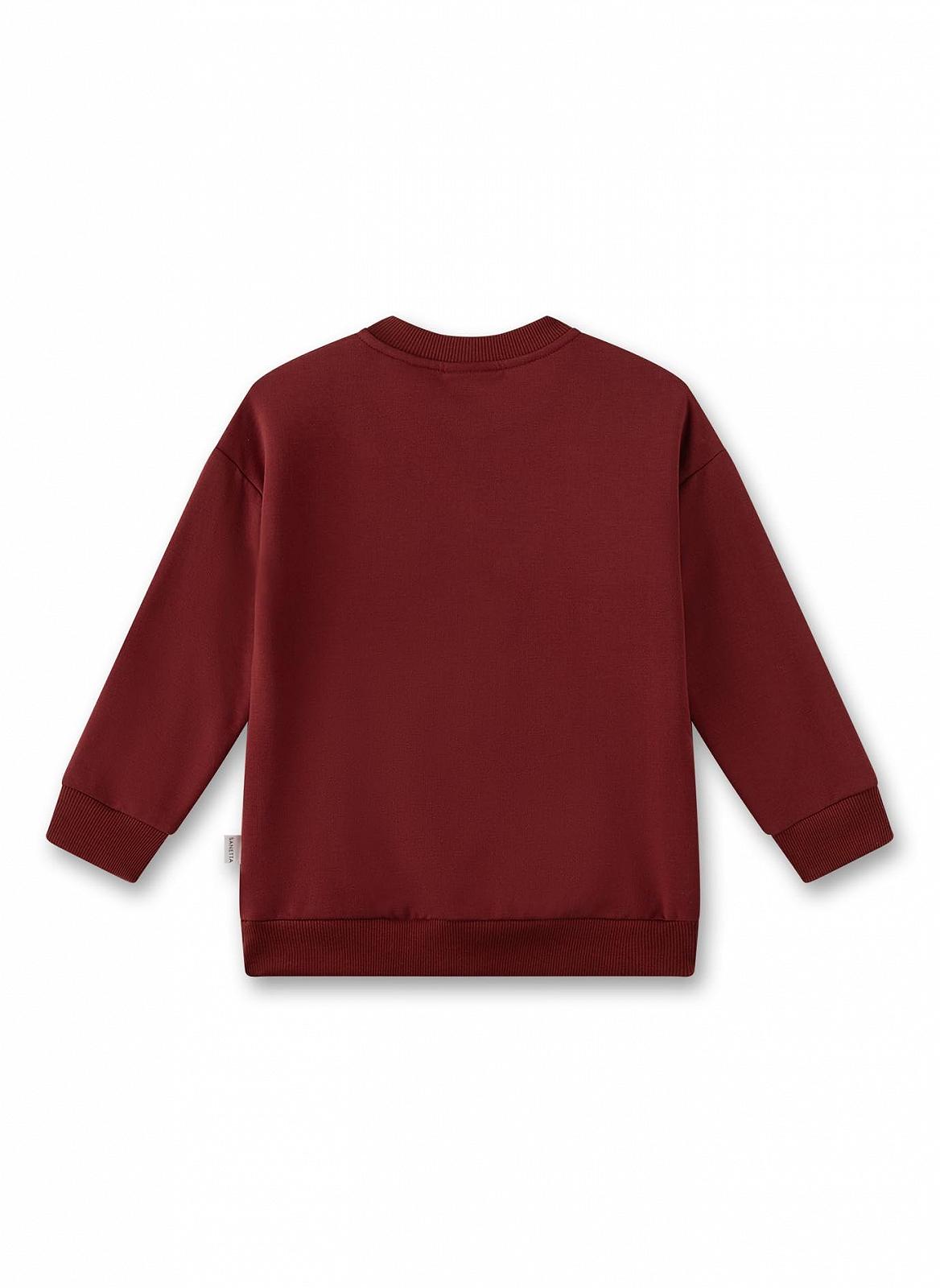 Світшот Sanetta для хлопчиків Червоний з написом з органічної бавовни, фото №2