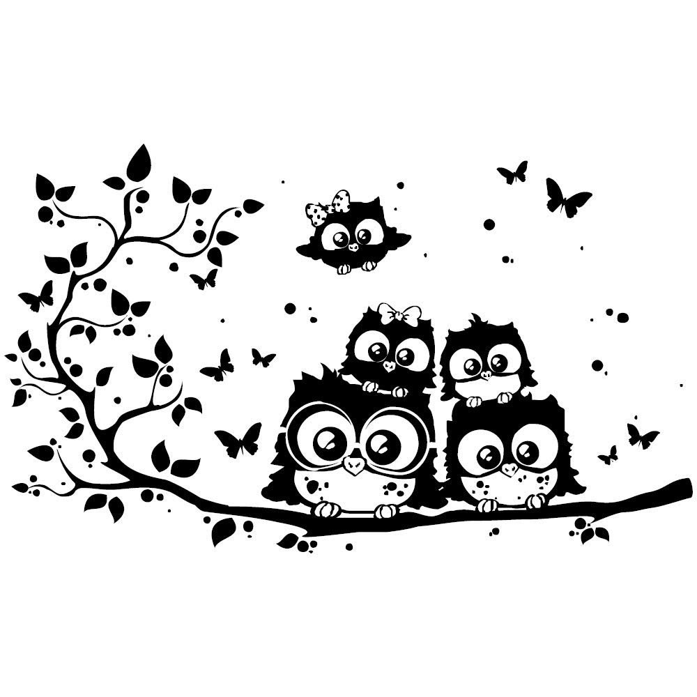 Наклейка на стіну Loft Owl Family Весняна гілка з 5 совами 49 кольорів, фото №1 Наклейка на стіну Loft Owl Family Весняна гілка з 5 совами 49 кольорів, фото №1