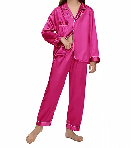 Комплект детской пижамы EPLAZA для девочек и мальчиков: атласная пижама, шелковая повязка на голову, маска для глаз, скранчи synthetic.ua - Фото 1