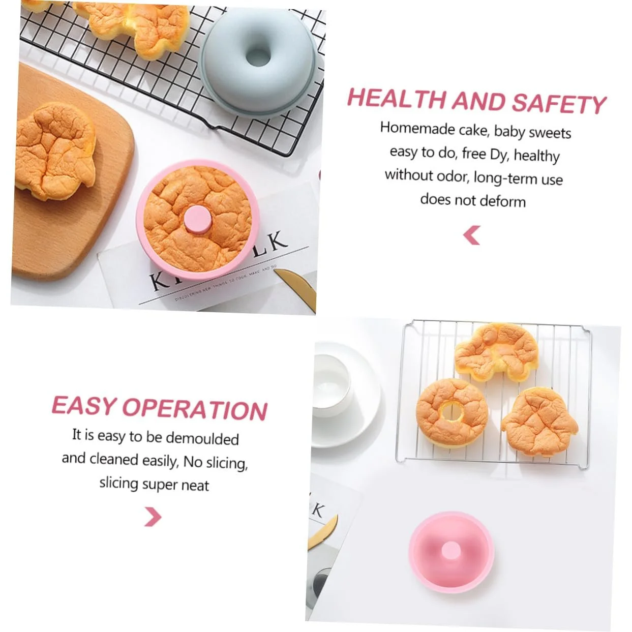 Форма для выпечки пончиков NOLITOY 2 шт. силиконовая гибкая антипригарная многоразовая Голубая и розовая, фото №9