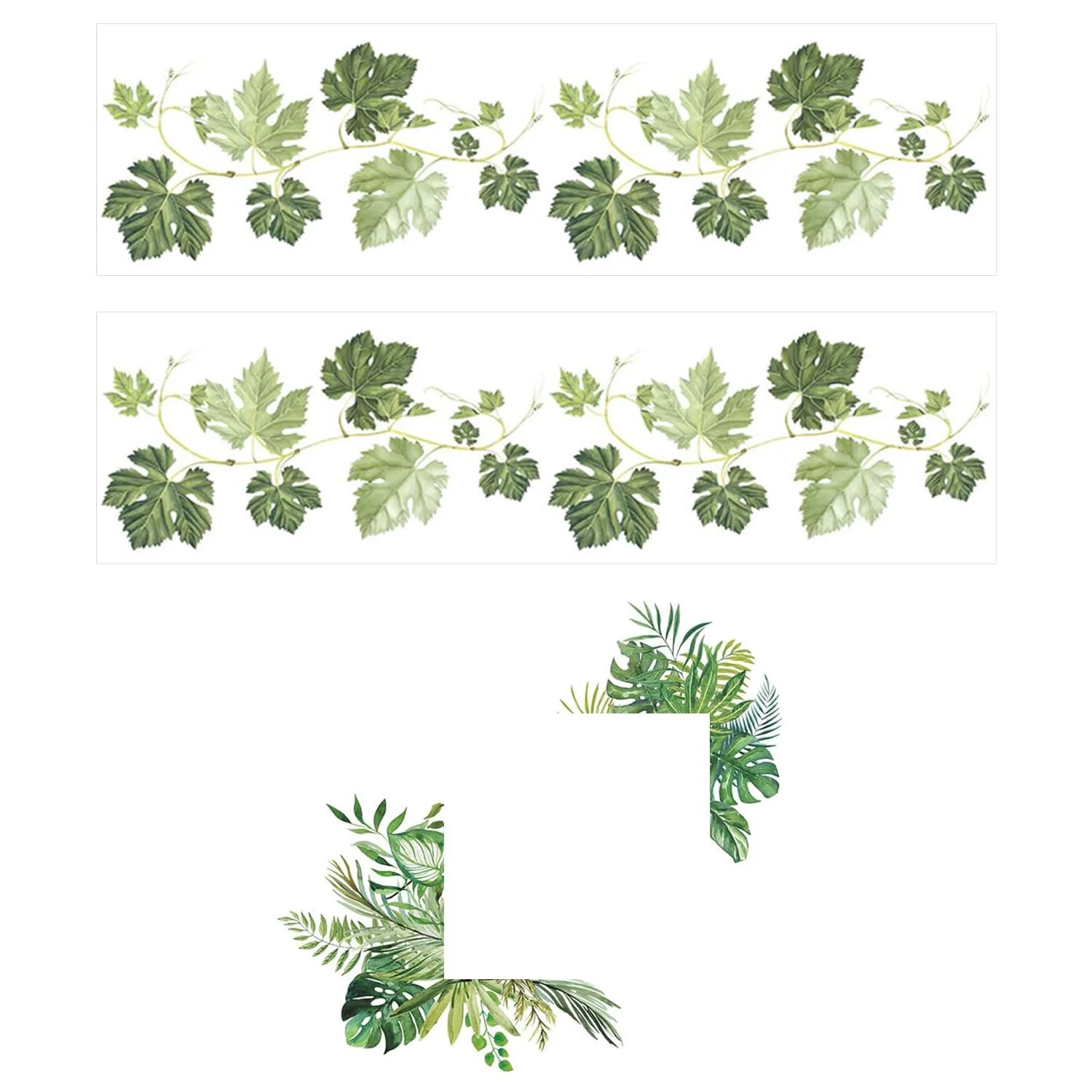 Наклейки на стіну Зелене листя та рослина 3 шт. PVC Зелений, фото №1