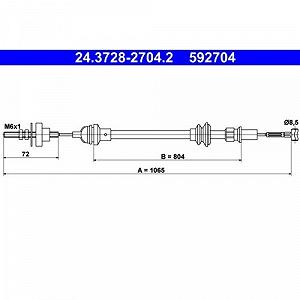 Трос сцепления ATE 24.3728-2704.2 для SEAT - Фото 1