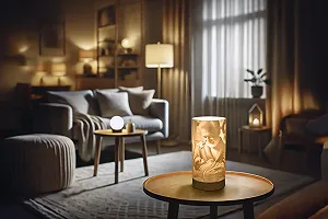 Настільна лампа Slim Loom персоналізована з 3D-плафоном LED на дерев'яній основі synthetic.ua - Фото 1