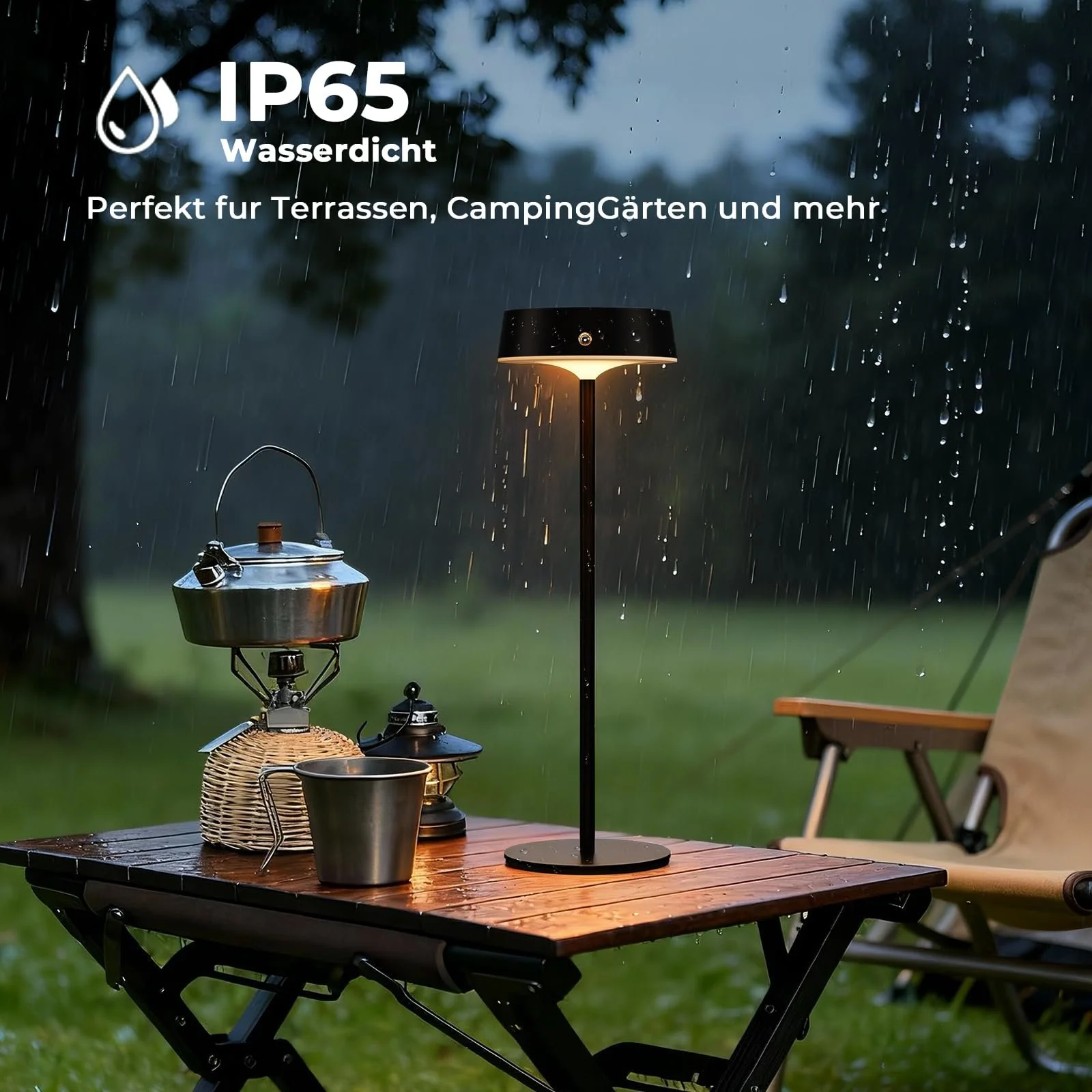 Настільна лампа LED бездротова акумуляторна сенсорна алюмінієва регульована висота IP65 набір 2 шт., фото №4