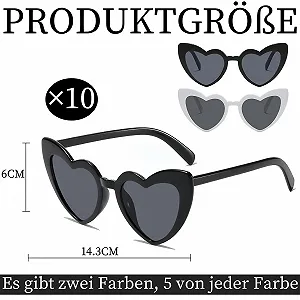 Солнцезащитные очки Сердце Черный и белый (10 шт) synthetic.ua - Фото 1