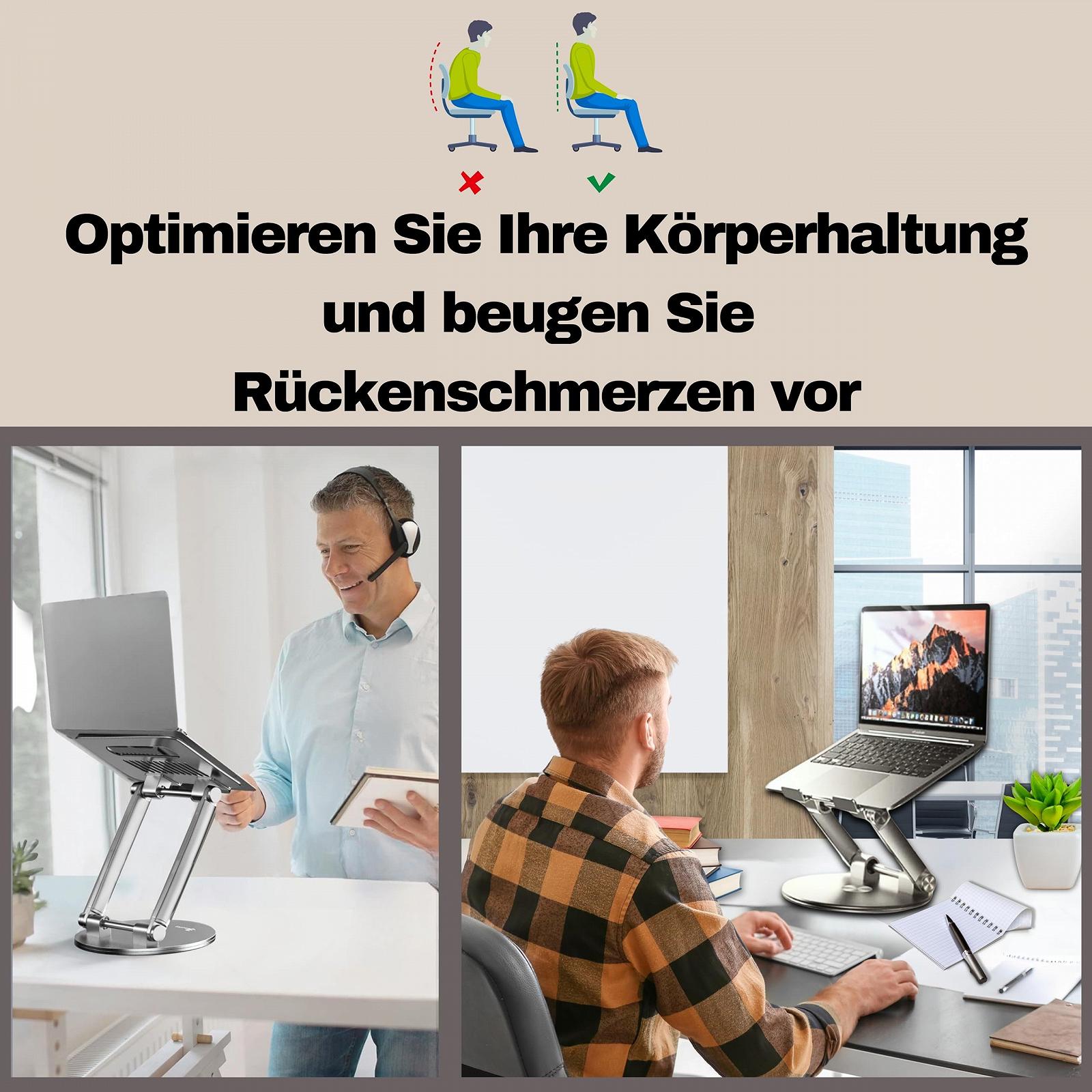 Подставка для ноутбука с регулировкой высоты - Комфорт одним нажатием кнопки - Вращающаяся на 360

градусов подставка для ноутбука Совместима со всеми ноутбуками 10-17 дюймов MacBook Air, Pro, Samsung, фото №7