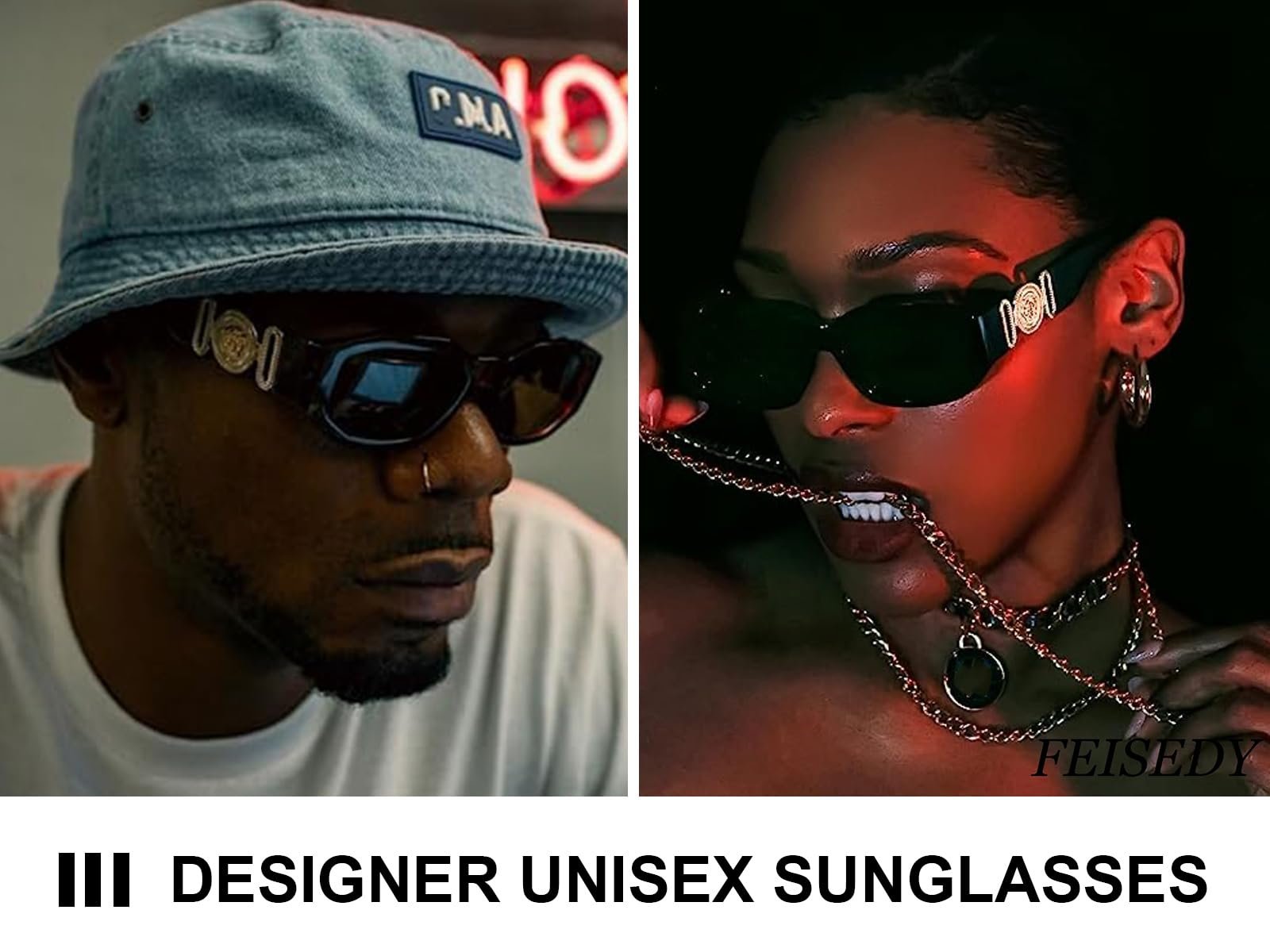 Сонцезахисні окуляри FEISEDY Вінтаж Прямокутні Жіночі Ретро 90-х, фото №3