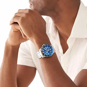 Часы Fossil Blaue GMT мужские, трехстрелочный механизм с датой, с браслетом из нержавеющей стали или силикона synthetic.ua - Фото 1