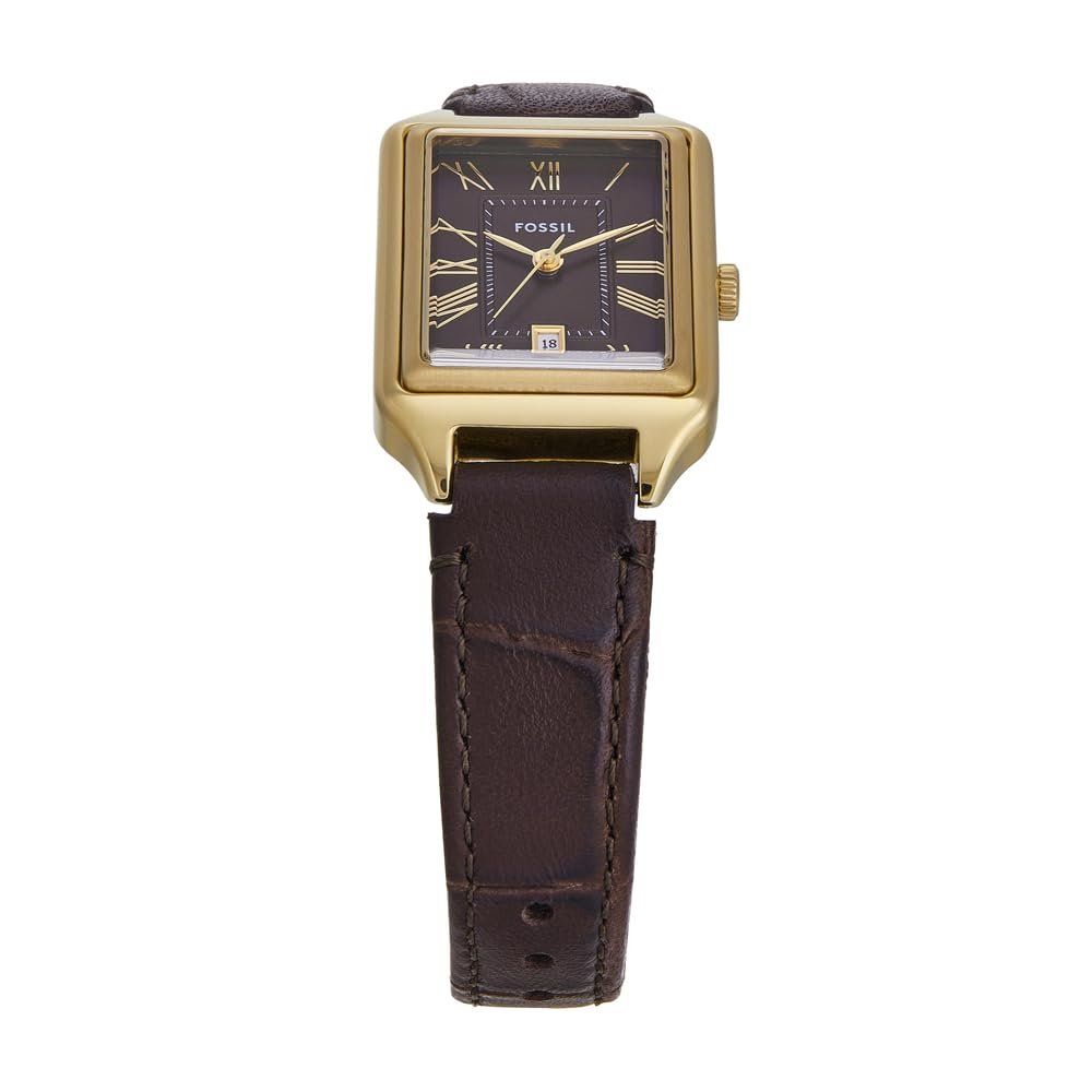 Женские аналоговые кварцевые часы Fossil ES5367 с кожаным ремешком, карамельно-коричневый, браслет, фото №4