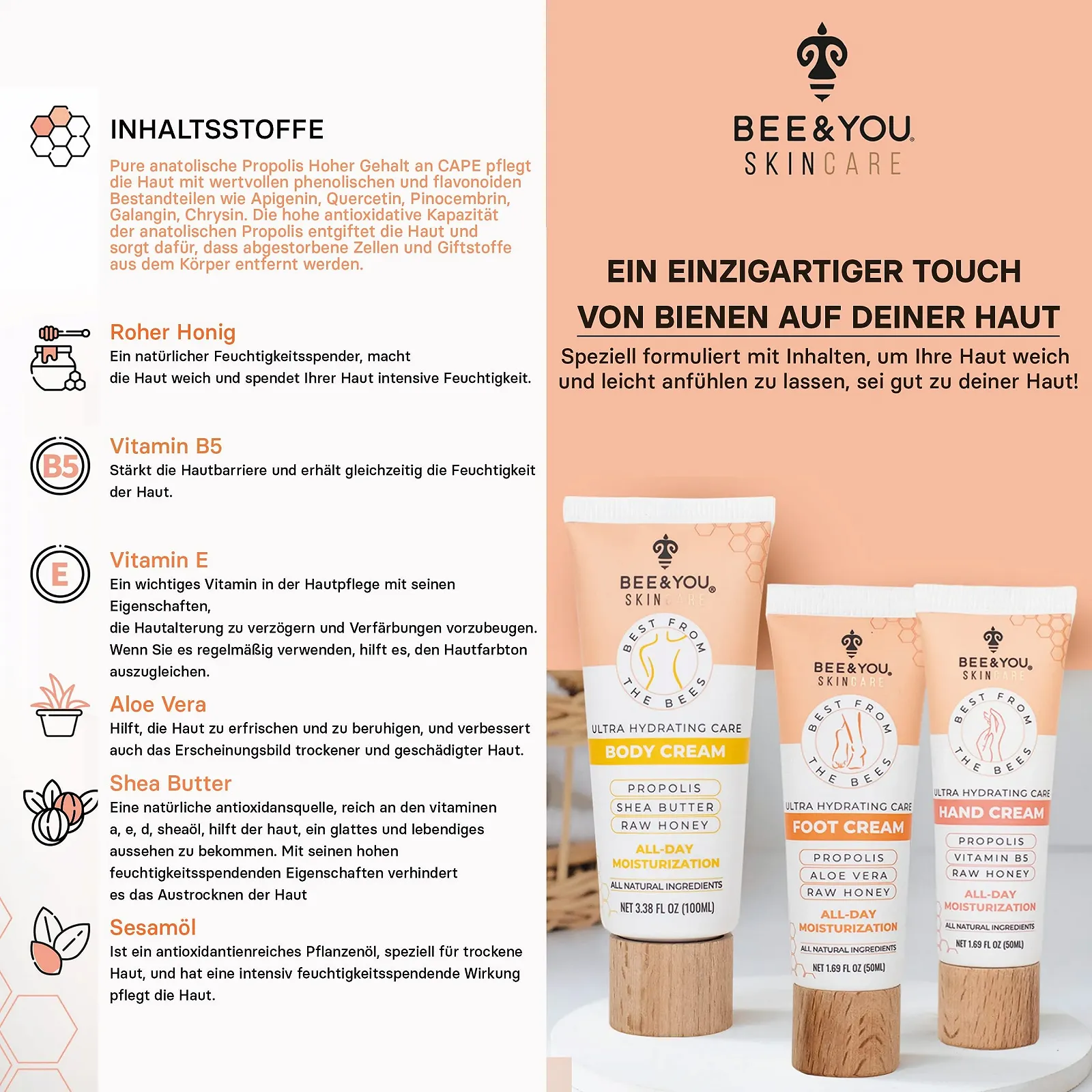 Крем для тіла BEE&YOU Натуральний з прополісом, вітаміном B5, фото №7