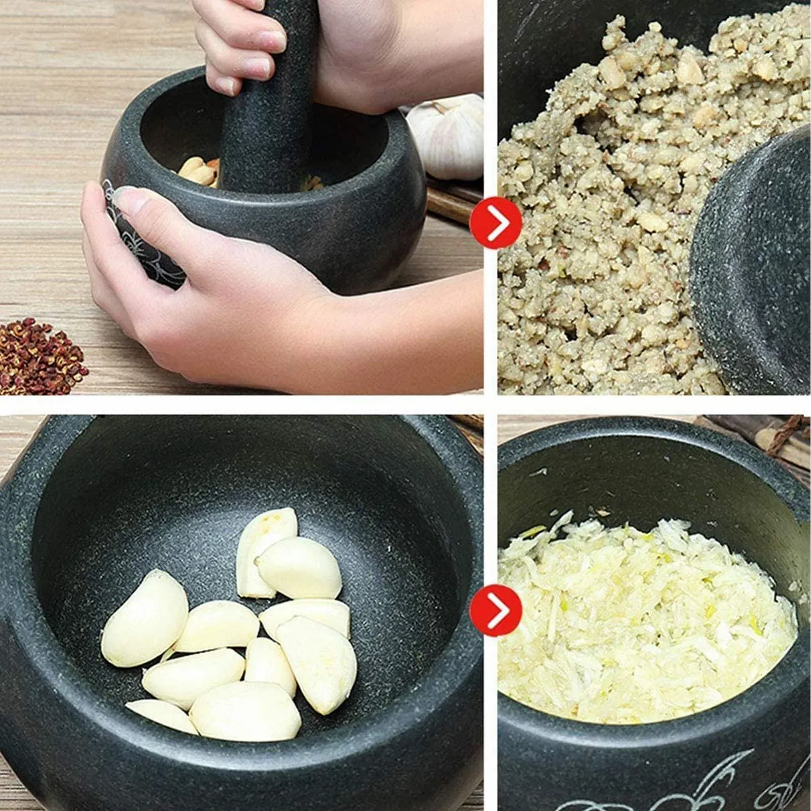 Ступка з товкачиком Велика Гранітний Камінь Для Спецій, фото №4