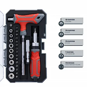 Набор HELPMATE 29 штук Хромованадиевая сталь Магнитодержатель бит с храповым отверточным механизмом и Т-образной рукояткой synthetic.ua - Фото 1